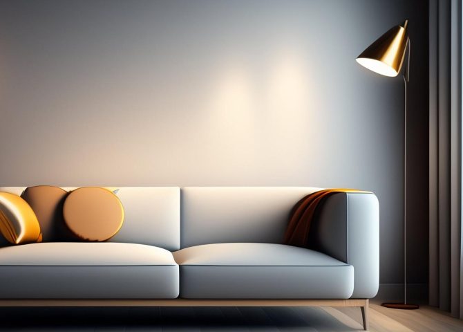 sofa with lamp