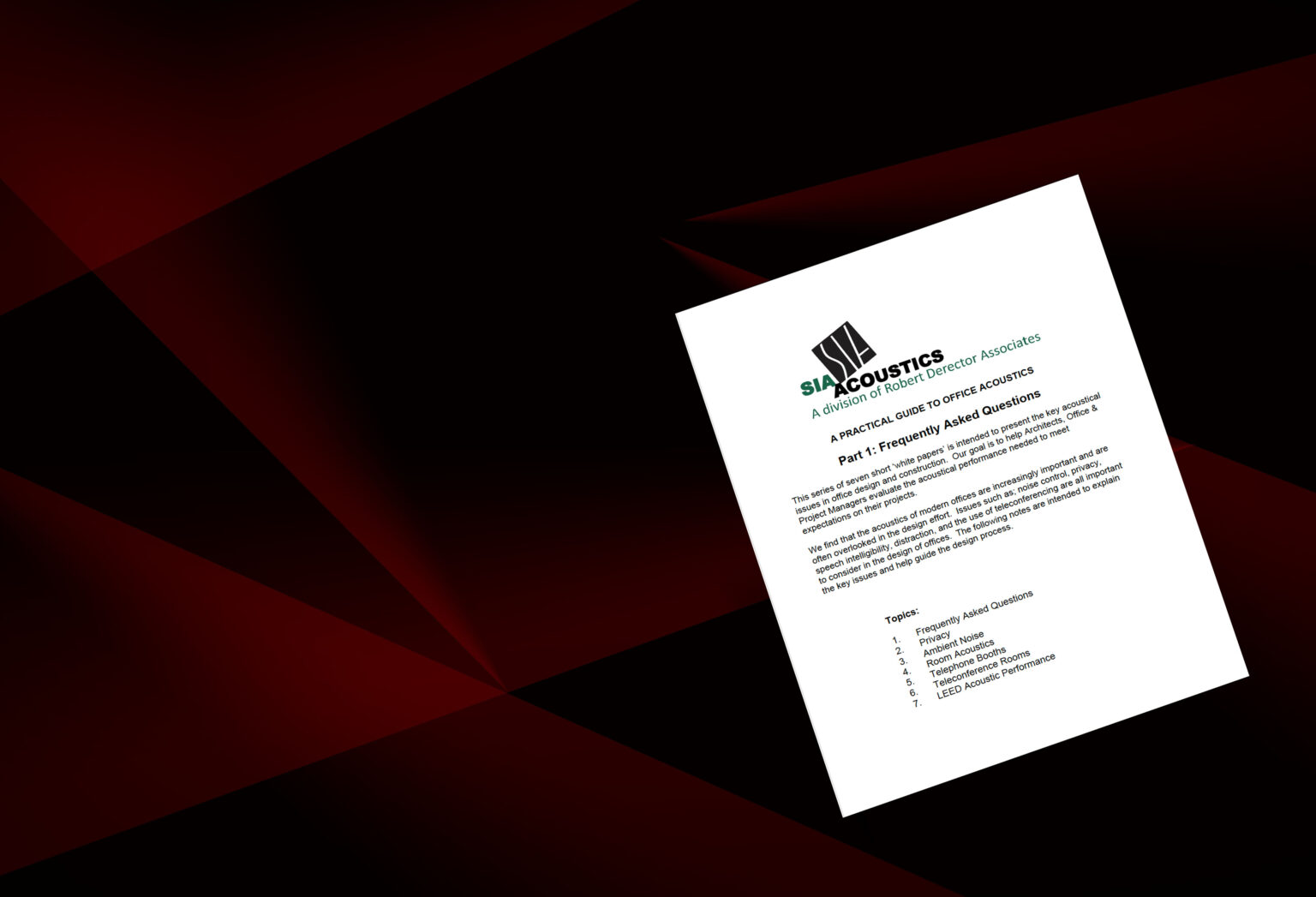 A Practical Guide to Office Acoustics